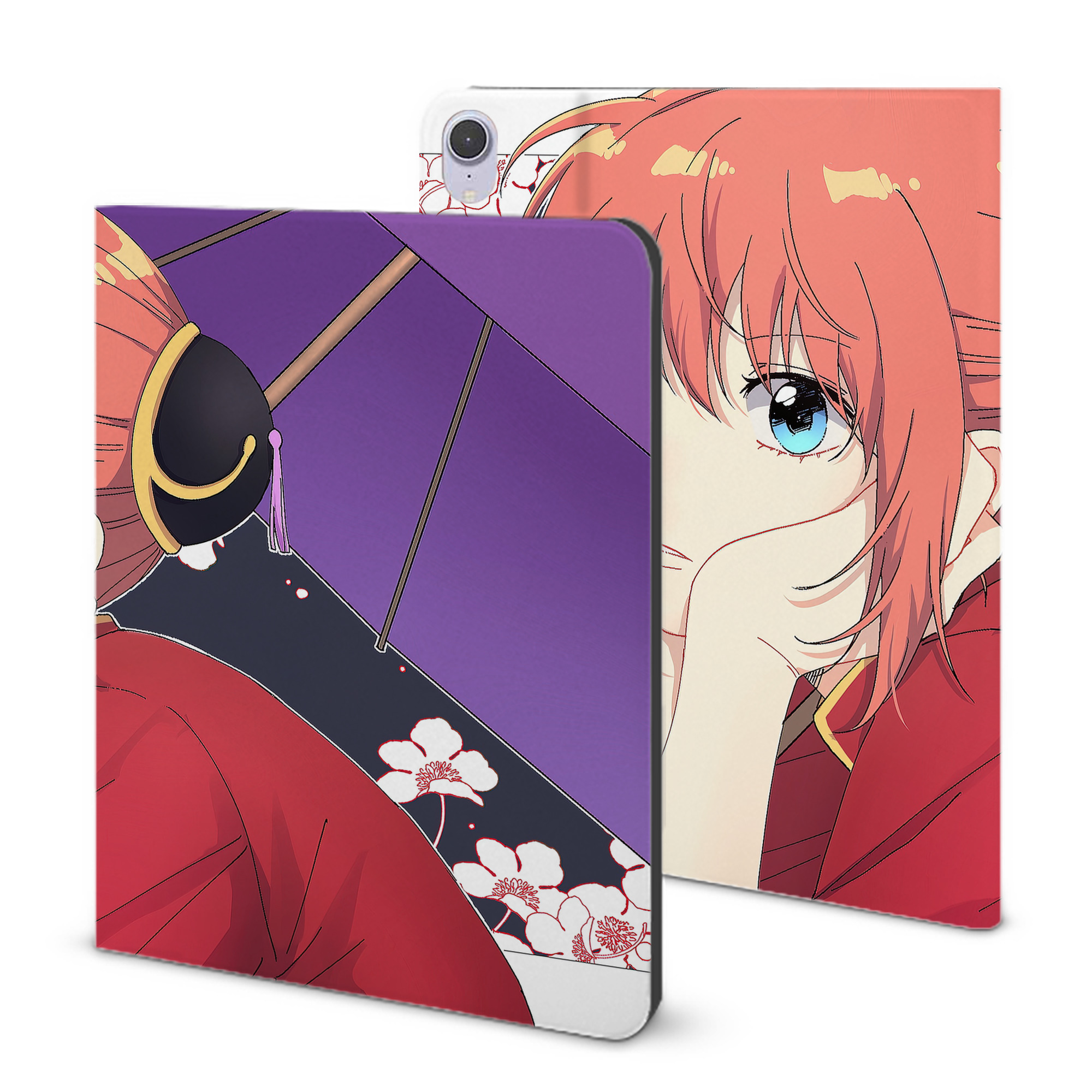 ぎんたま 坂田銀時（さかたぎんとき） 神楽 志村新八（しむら しんぱち） GINTAMA Sakata Gintoki Kagura Shimura Shinpachi IPad ケース ブック型 PUレザー TPU 耐衝撃 軽量 薄型 ペン収納なし 全面保護 IPad 各モデル対応